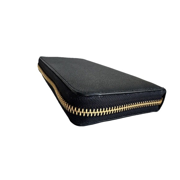 Coach Pebble Leather Zip Around Black Large Wallet Logo - Picture 5 of 9